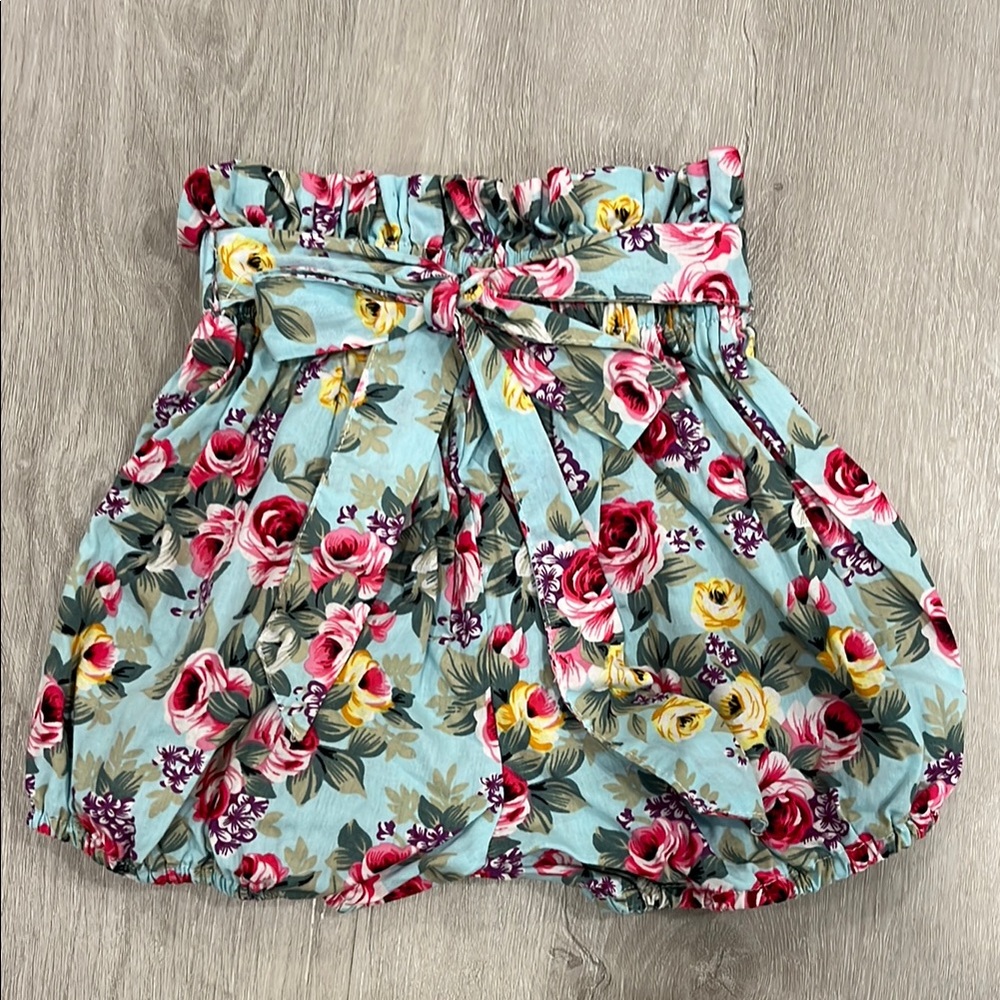 Floral Bubble Shorts with Bow